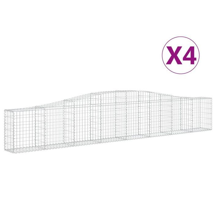 Paniers à gabions arqués 4 pcs 400x30x60/80 cm Fer galvanisé - Photo n°2