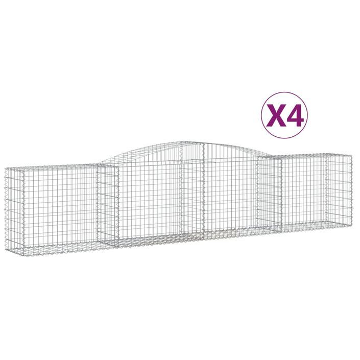 Paniers à gabions arqués 4 pcs 400x50x80/100 cm Fer galvanisé - Photo n°2