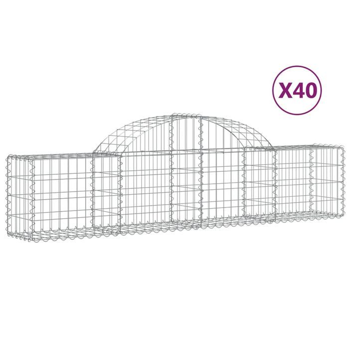 Paniers à gabions arqués 40 pcs 200x30x40/60 cm Fer galvanisé - Photo n°2