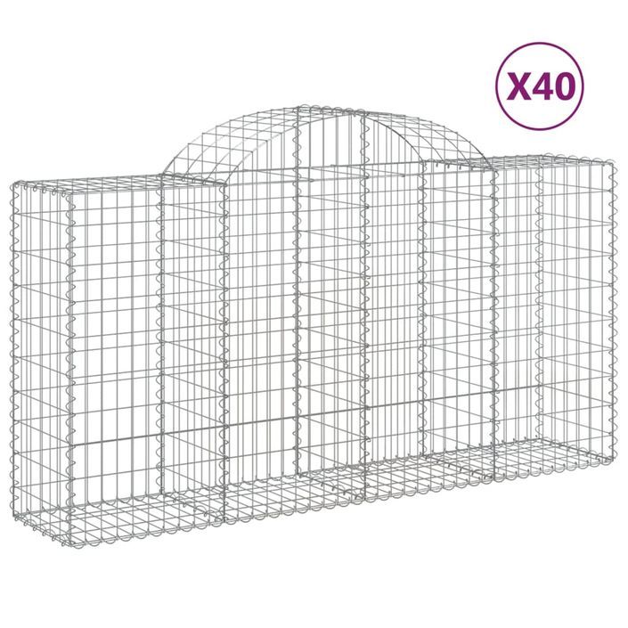 Paniers à gabions arqués 40 pcs 200x50x100/120 cm fer galvanisé - Photo n°2