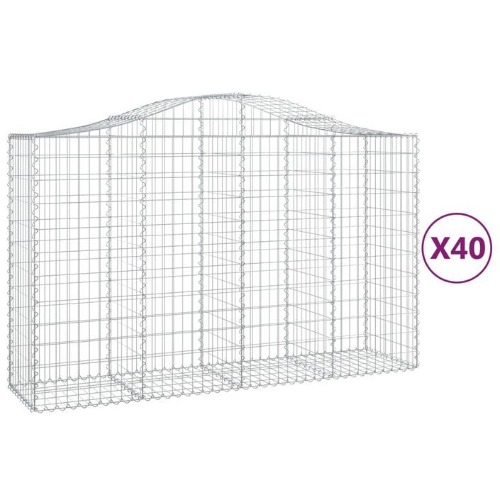 Paniers à gabions arqués 40 pcs 200x50x120/140 cm Fer galvanisé - Photo n°2