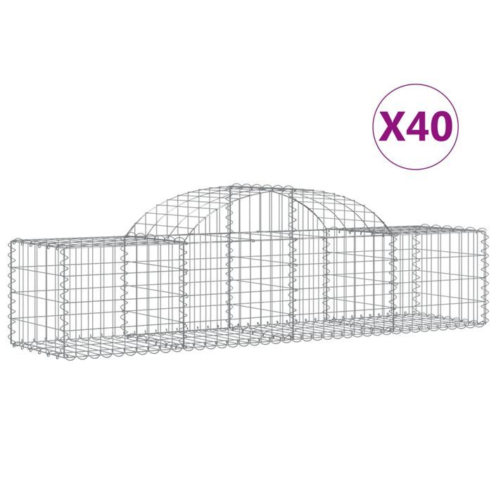 Paniers à gabions arqués 40 pcs 200x50x40/60 cm fer galvanisé - Photo n°2