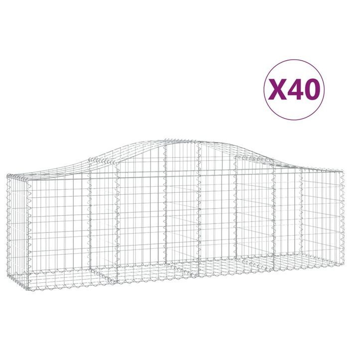 Paniers à gabions arqués 40 pcs 200x50x60/80 cm fer galvanisé - Photo n°2