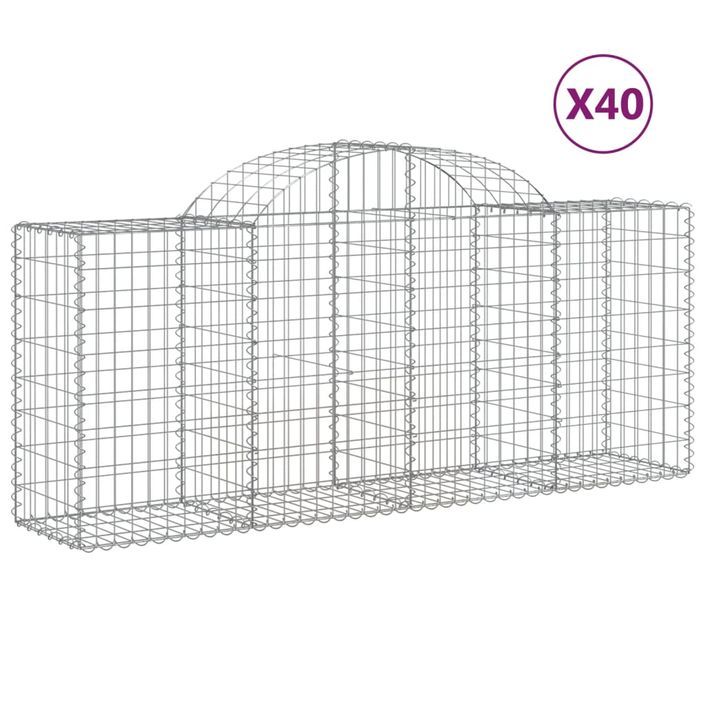 Paniers à gabions arqués 40 pcs 200x50x80/100 cm Fer galvanisé - Photo n°2