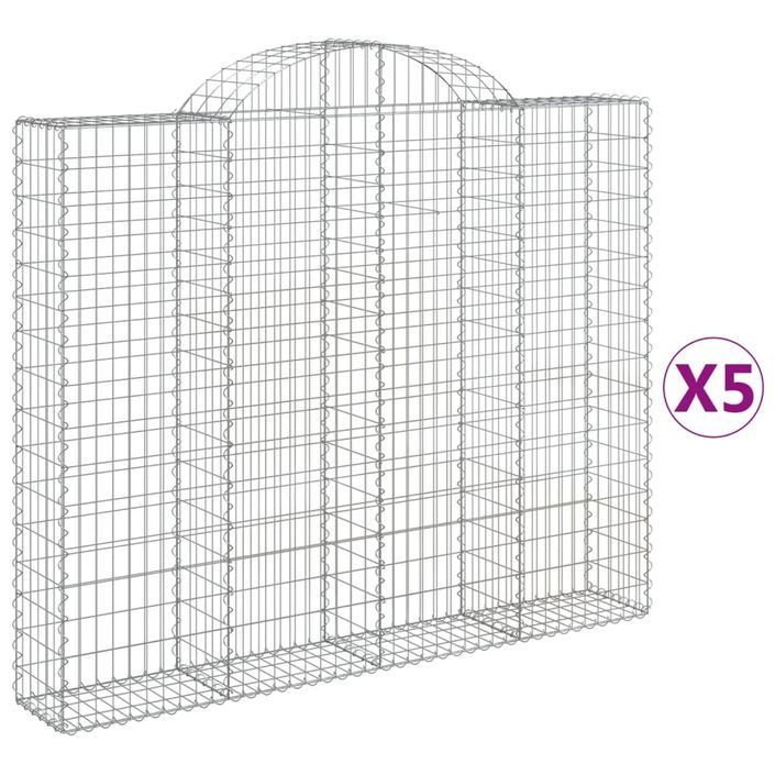 Paniers à gabions arqués 5 pcs 200x30x160/180 cm Fer galvanisé - Photo n°2