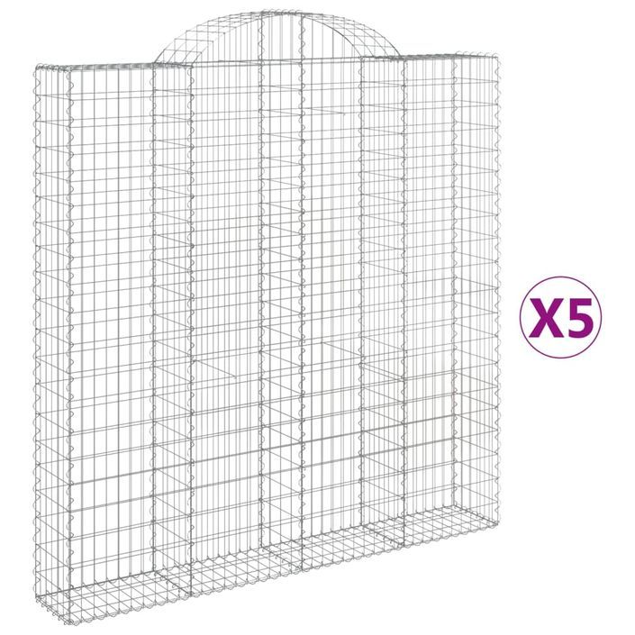 Paniers à gabions arqués 5 pcs 200x30x200/220 cm fer galvanisé - Photo n°2