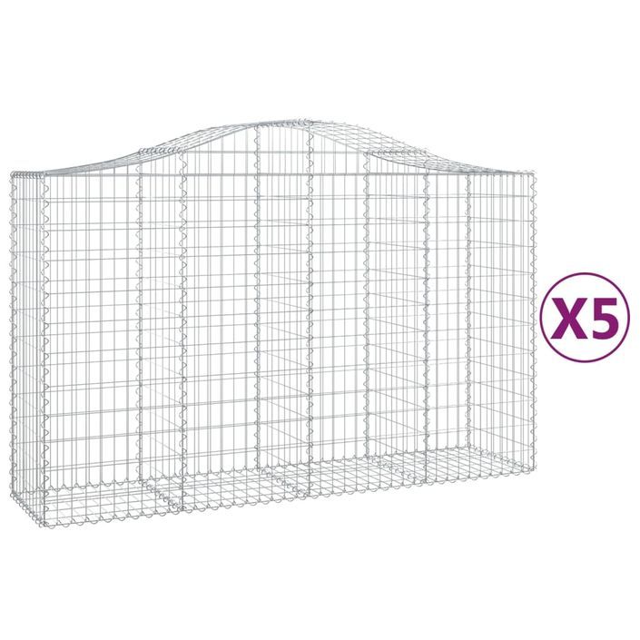 Paniers à gabions arqués 5 pcs 200x50x120/140 cm Fer galvanisé - Photo n°2