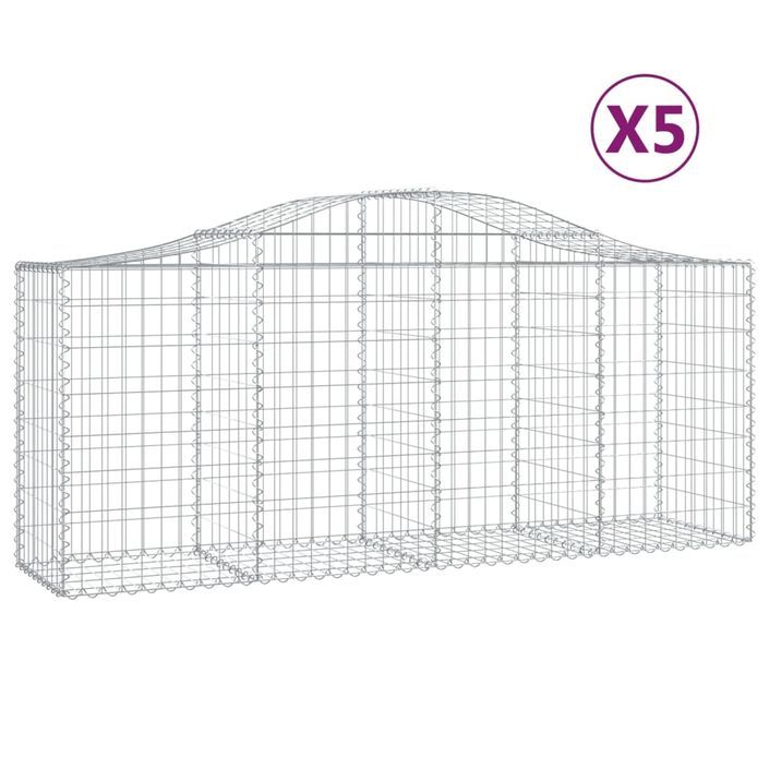 Paniers à gabions arqués 5 pcs 200x50x80/100 cm Fer galvanisé - Photo n°2