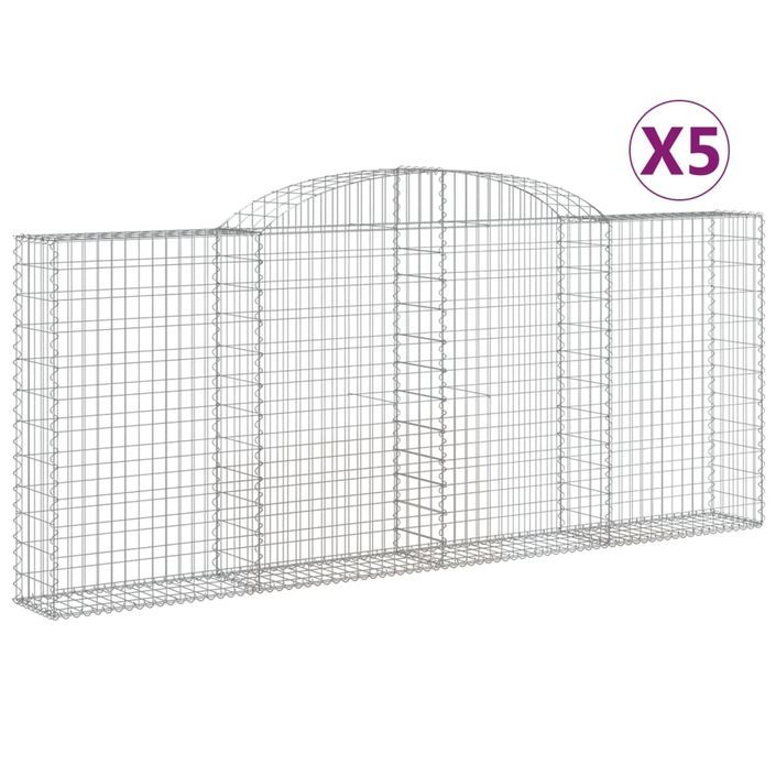 Paniers à gabions arqués 5 pcs 300x30x120/140 cm fer galvanisé - Photo n°2