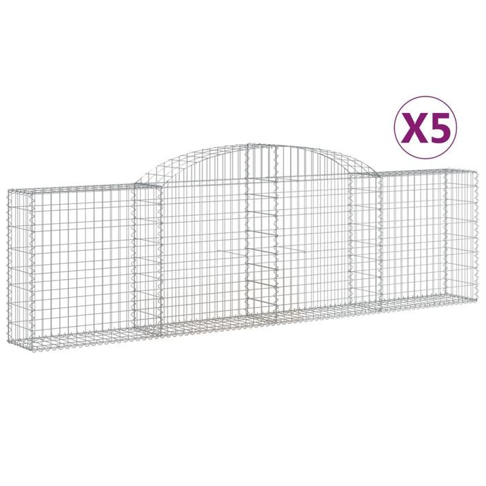 Paniers à gabions arqués 5 pcs 300x30x80/100 cm fer galvanisé - Photo n°2