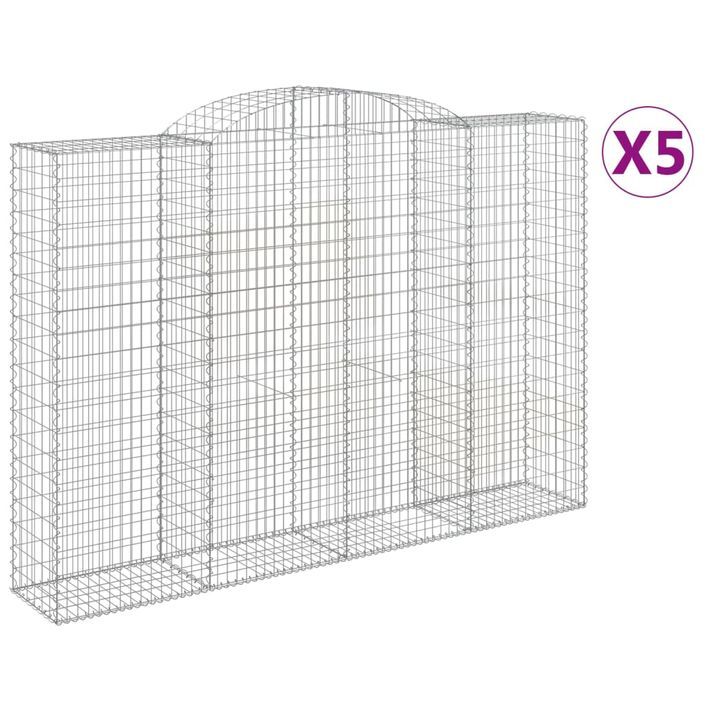 Paniers à gabions arqués 5 pcs 300x50x200/220 cm fer galvanisé - Photo n°2