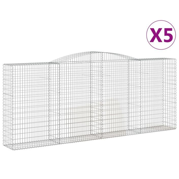 Paniers à gabions arqués 5 pcs 400x50x160/180 cm fer galvanisé - Photo n°2