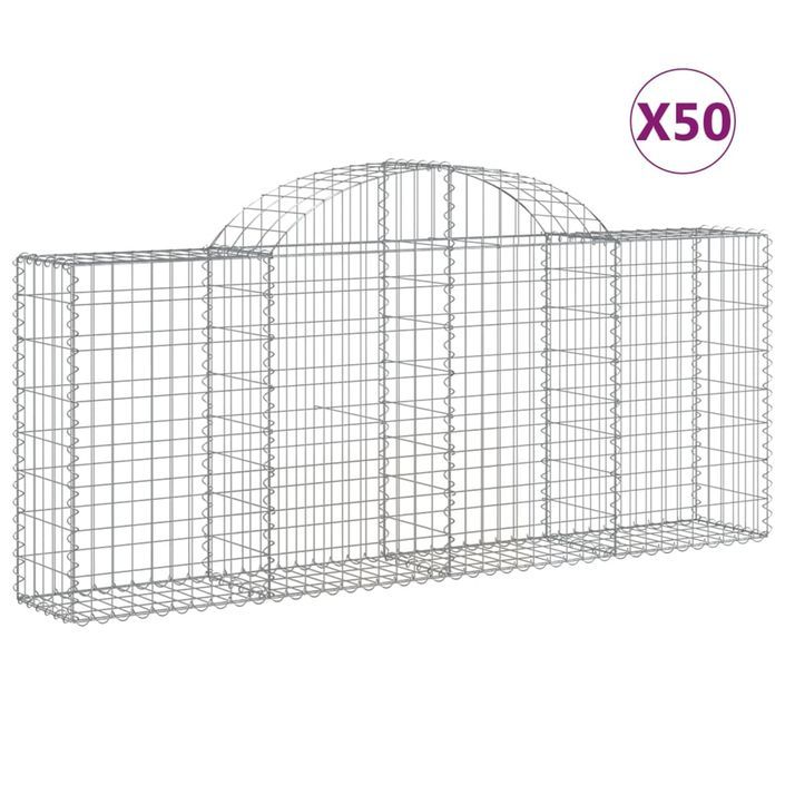 Paniers à gabions arqués 50 pcs 200x30x80/100 cm Fer galvanisé - Photo n°2