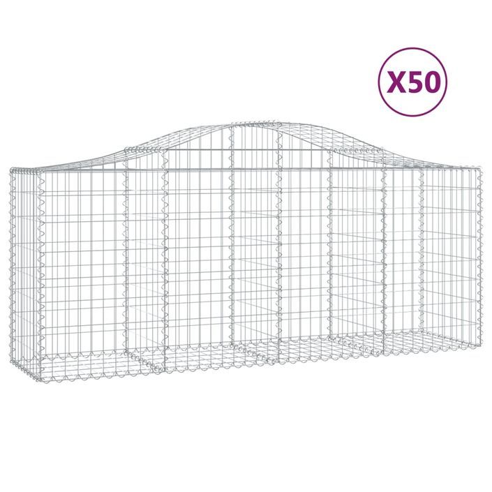 Paniers à gabions arqués 50 pcs 200x50x80/100 cm Fer galvanisé - Photo n°2