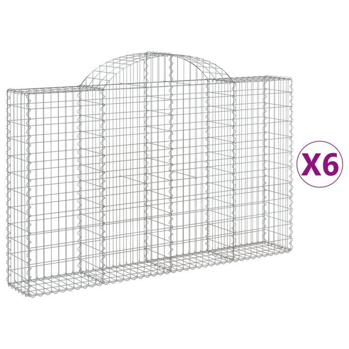 Paniers à gabions arqués 6 pcs 200x30x120/140 cm Fer galvanisé - Photo n°2