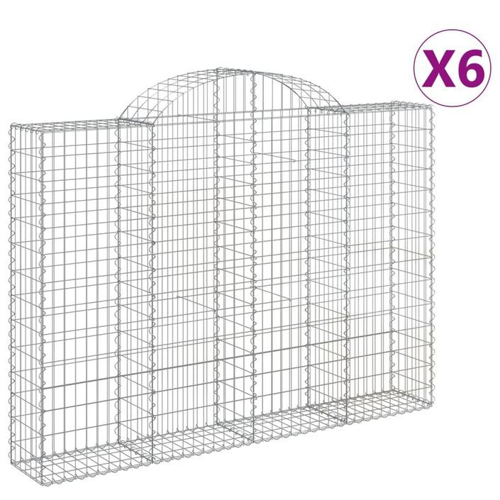 Paniers à gabions arqués 6 pcs 200x30x140/160 cm Fer galvanisé - Photo n°2