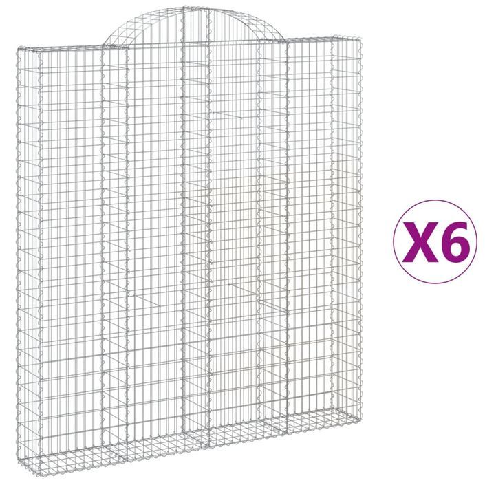 Paniers à gabions arqués 6 pcs 200x30x220/240 cm fer galvanisé - Photo n°2