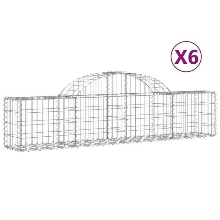 Paniers à gabions arqués 6 pcs 200x30x40/60 cm Fer galvanisé - Photo n°2