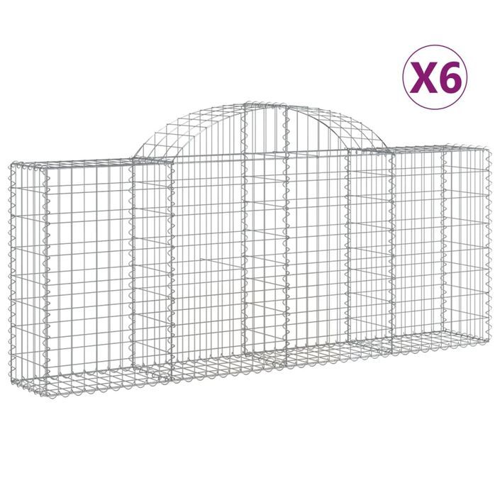 Paniers à gabions arqués 6 pcs 200x30x80/100 cm Fer galvanisé - Photo n°2