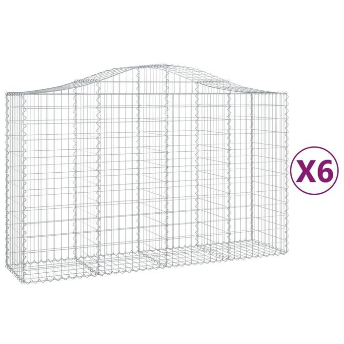 Paniers à gabions arqués 6 pcs 200x50x120/140 cm Fer galvanisé - Photo n°2