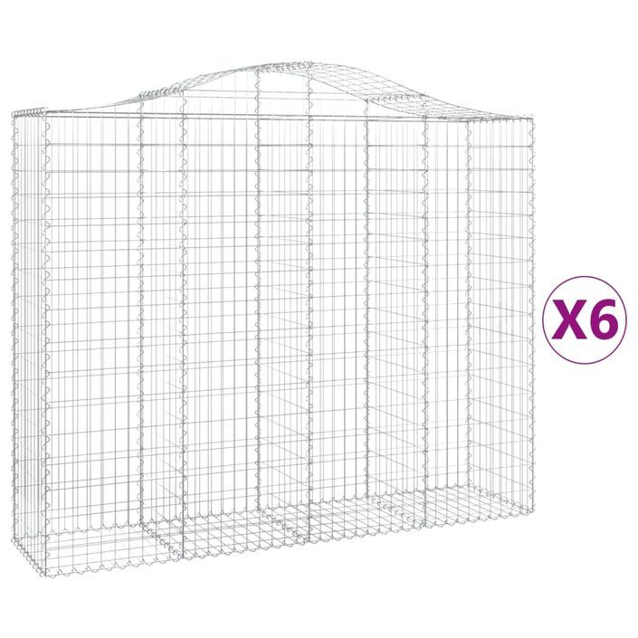 Paniers à gabions arqués 6 pcs 200x50x160/180 cm Fer galvanisé - Photo n°2