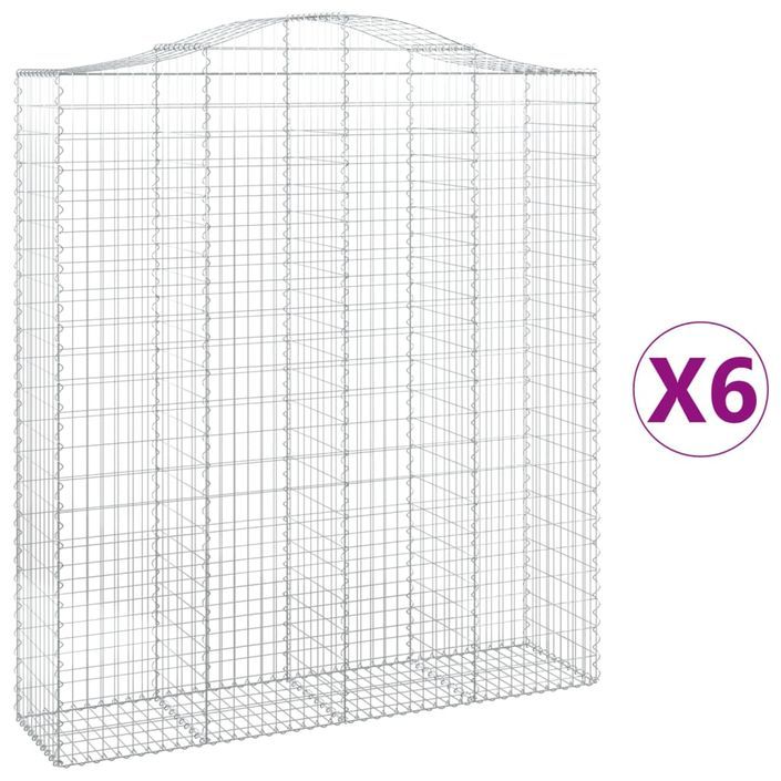 Paniers à gabions arqués 6 pcs 200x50x220/240 cm Fer galvanisé - Photo n°2