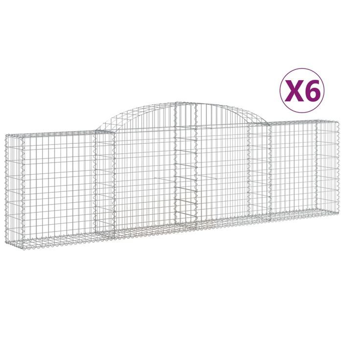 Paniers à gabions arqués 6 pcs 300x30x80/100 cm fer galvanisé - Photo n°2