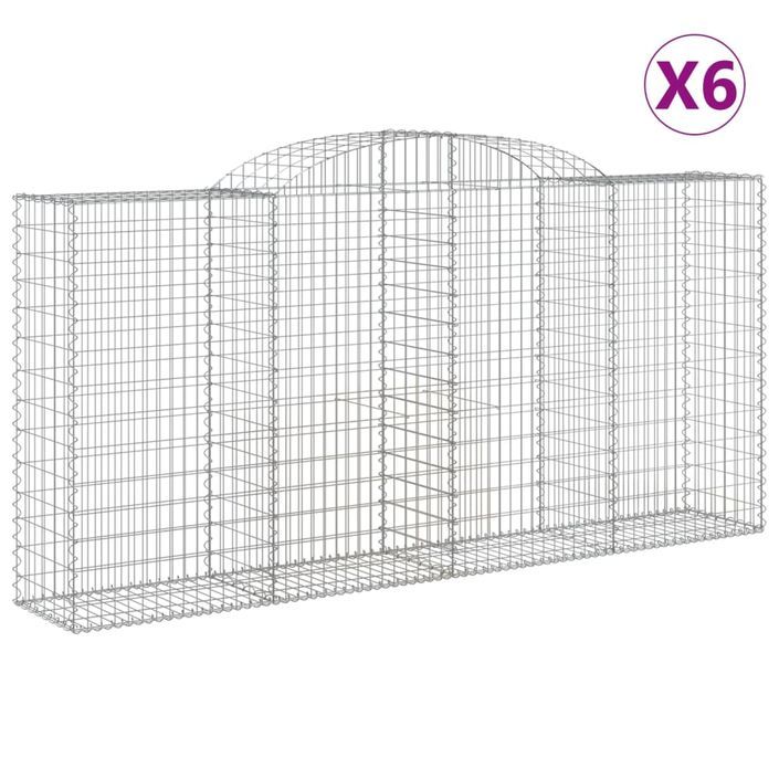 Paniers à gabions arqués 6 pcs 300x50x140/160 cm fer galvanisé - Photo n°2