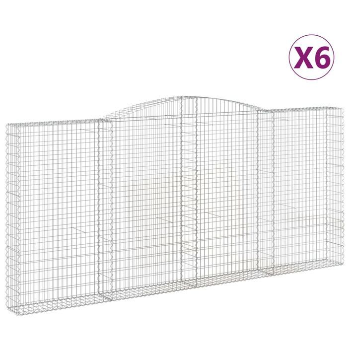 Paniers à gabions arqués 6 pcs 400x30x180/200 cm Fer galvanisé - Photo n°2