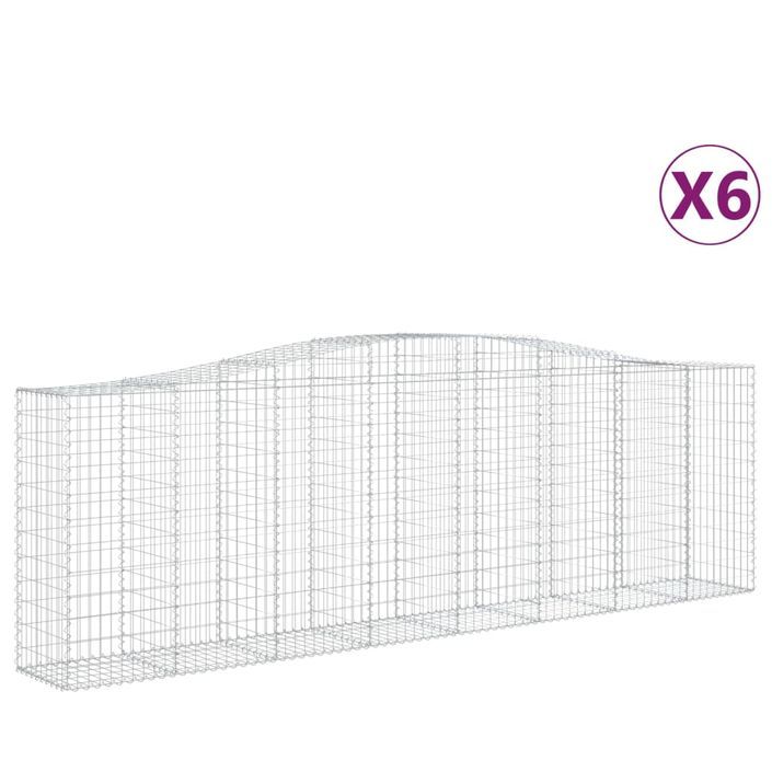 Paniers à gabions arqués 6 pcs 400x50x120/140 cm Fer galvanisé - Photo n°2