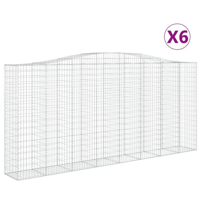 Paniers à gabions arqués 6 pcs 400x50x180/200 cm Fer galvanisé - Photo n°2