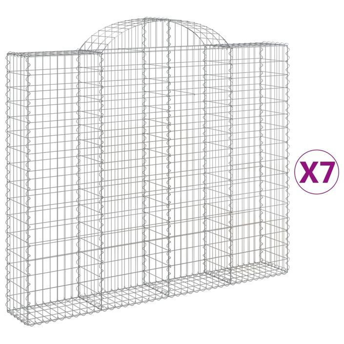 Paniers à gabions arqués 7 pcs 200x30x160/180 cm Fer galvanisé - Photo n°2