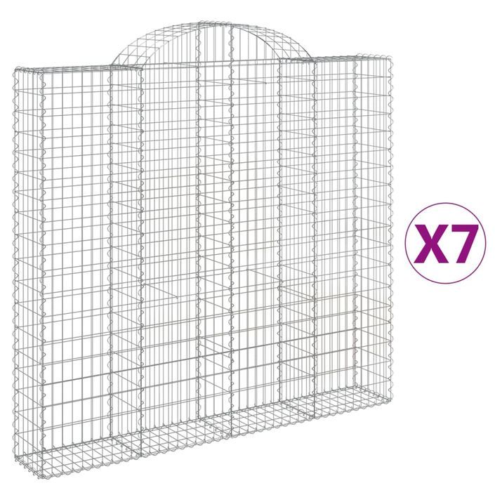 Paniers à gabions arqués 7 pcs 200x30x180/200 cm Fer galvanisé - Photo n°2