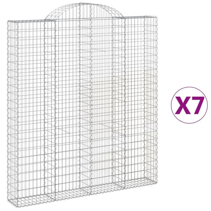 Paniers à gabions arqués 7 pcs 200x30x220/240 cm fer galvanisé - Photo n°2