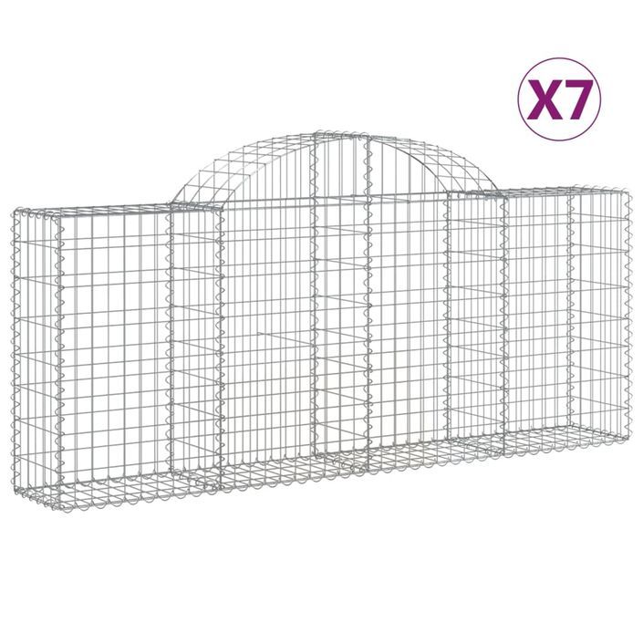 Paniers à gabions arqués 7 pcs 200x30x80/100 cm Fer galvanisé - Photo n°2