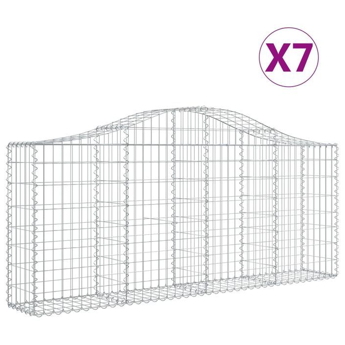 Paniers à gabions arqués 7 pcs 200x30x80/100 cm Fer galvanisé - Photo n°2