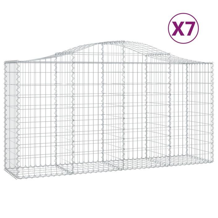 Paniers à gabions arqués 7 pcs 200x50x100/120 cm fer galvanisé - Photo n°2