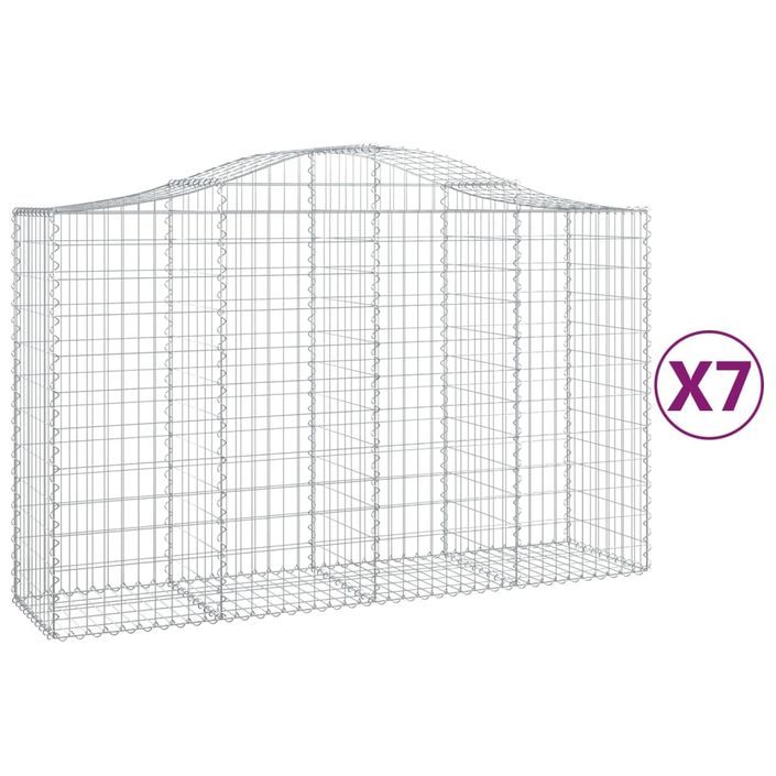 Paniers à gabions arqués 7 pcs 200x50x120/140 cm Fer galvanisé - Photo n°2