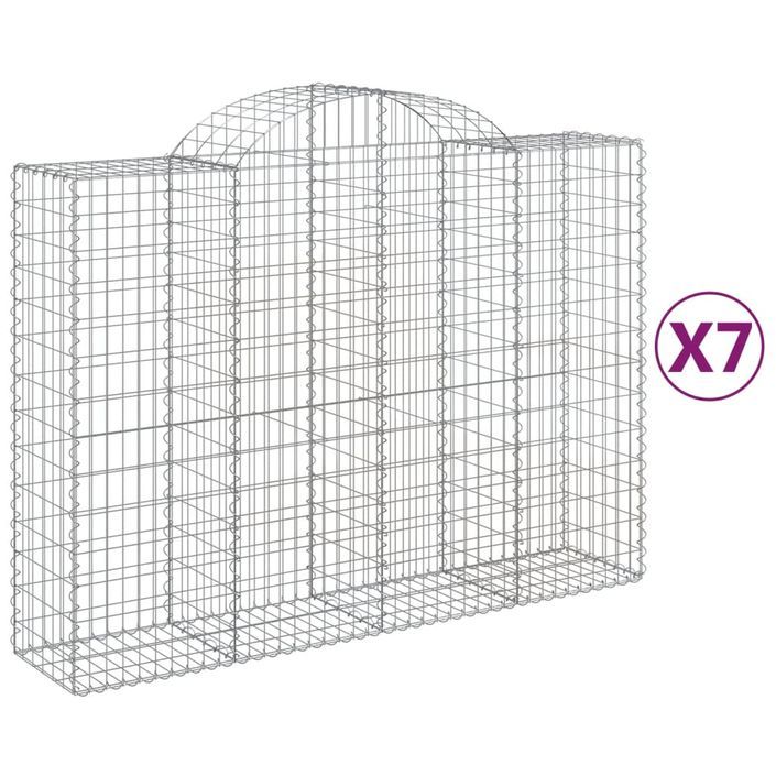 Paniers à gabions arqués 7 pcs 200x50x140/160 cm Fer galvanisé - Photo n°2