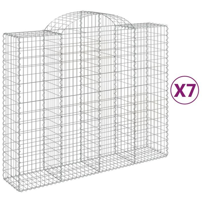 Paniers à gabions arqués 7 pcs 200x50x160/180 cm Fer galvanisé - Photo n°2