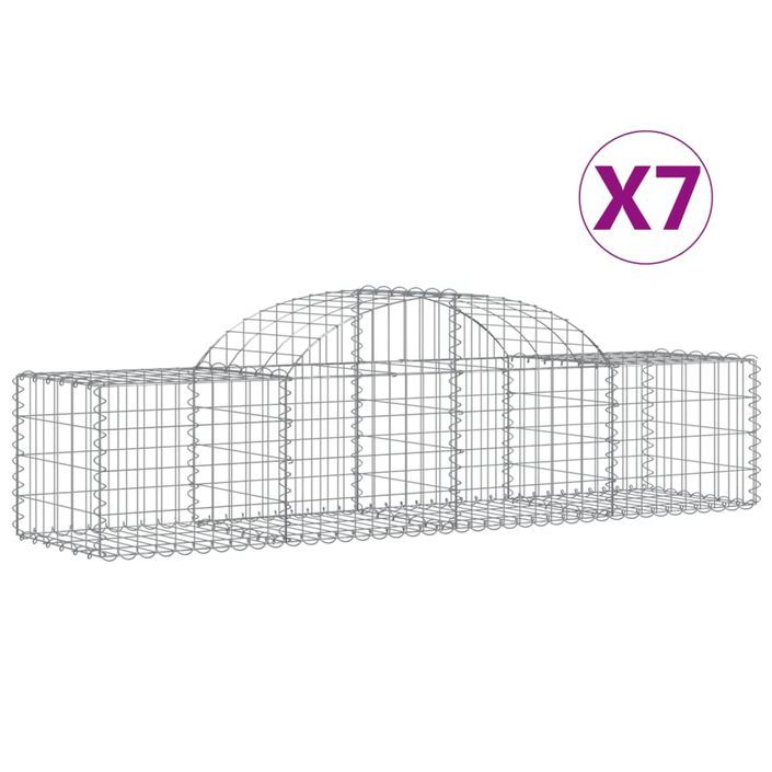 Paniers à gabions arqués 7 pcs 200x50x40/60 cm fer galvanisé - Photo n°2