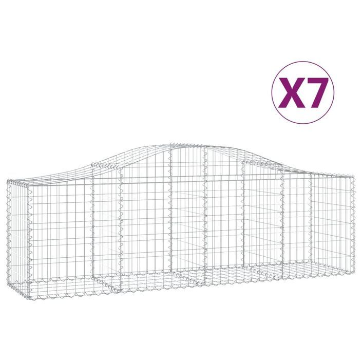 Paniers à gabions arqués 7 pcs 200x50x60/80 cm Fer galvanisé - Photo n°2