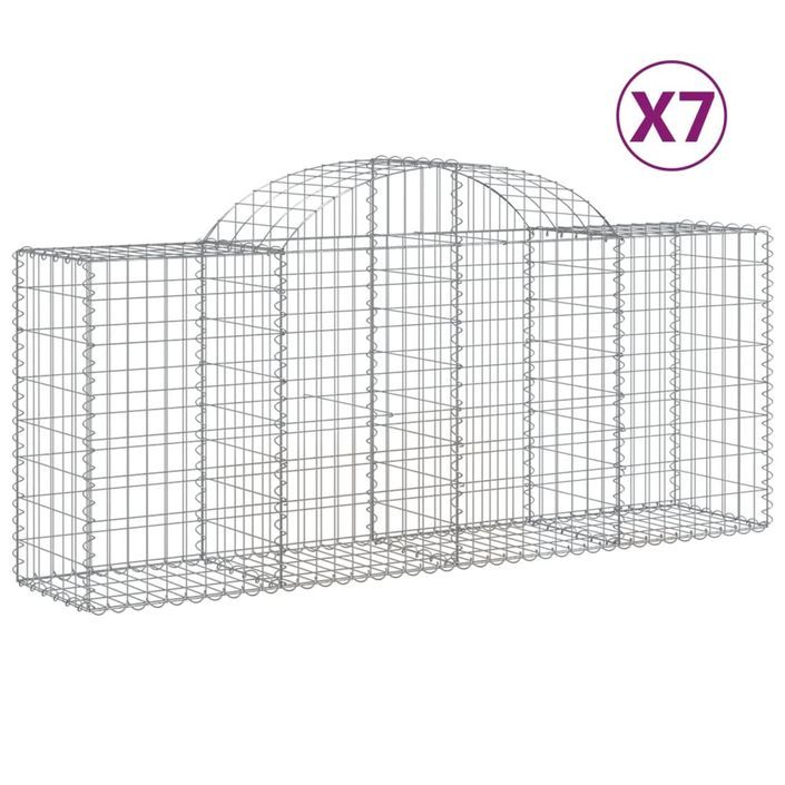 Paniers à gabions arqués 7 pcs 200x50x80/100 cm Fer galvanisé - Photo n°2