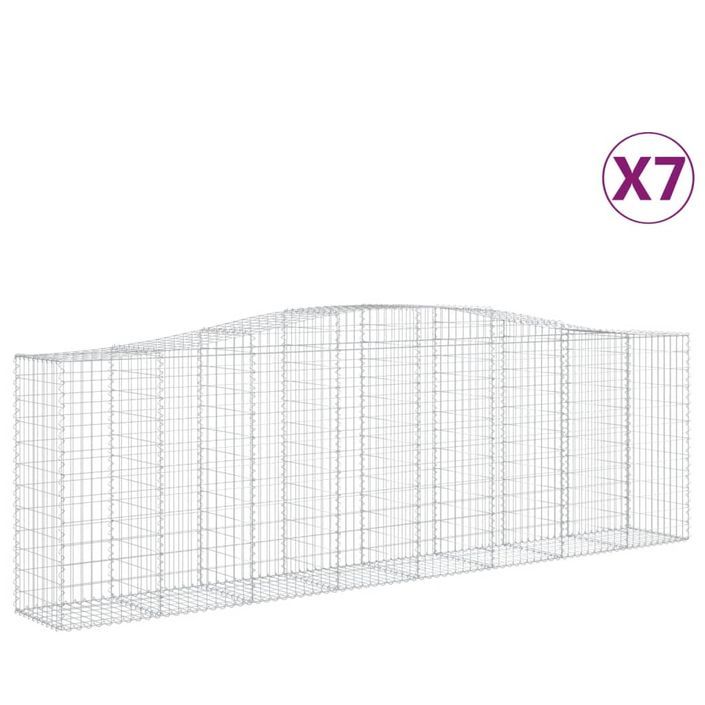 Paniers à gabions arqués 7 pcs 400x50x120/140 cm Fer galvanisé - Photo n°2