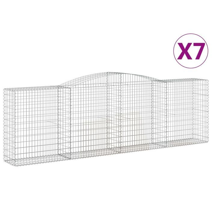 Paniers à gabions arqués 7 pcs 400x50x120/140 cm Fer galvanisé - Photo n°2