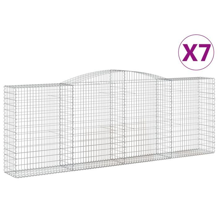 Paniers à gabions arqués 7 pcs 400x50x140/160 cm Fer galvanisé - Photo n°2