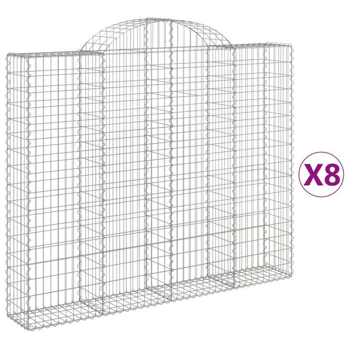 Paniers à gabions arqués 8 pcs 200x30x160/180 cm Fer galvanisé - Photo n°2