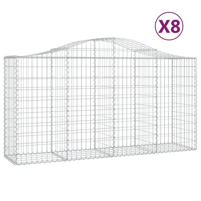 Paniers à gabions arqués 8 pcs 200x50x100/120 cm fer galvanisé - Photo n°2