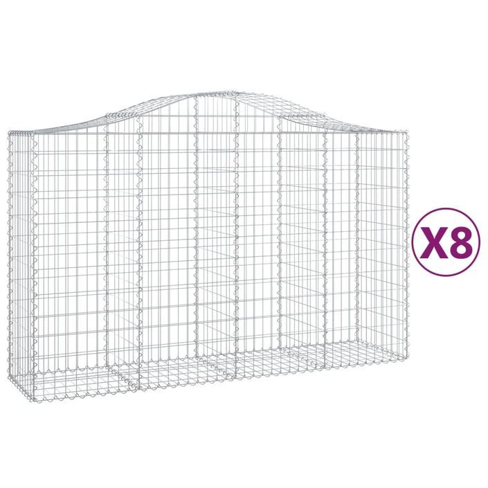 Paniers à gabions arqués 8 pcs 200x50x120/140 cm Fer galvanisé - Photo n°2