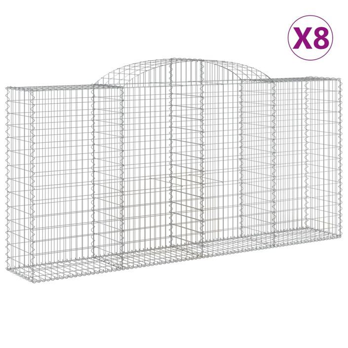 Paniers à gabions arqués 8 pcs 300x50x140/160 cm fer galvanisé - Photo n°2